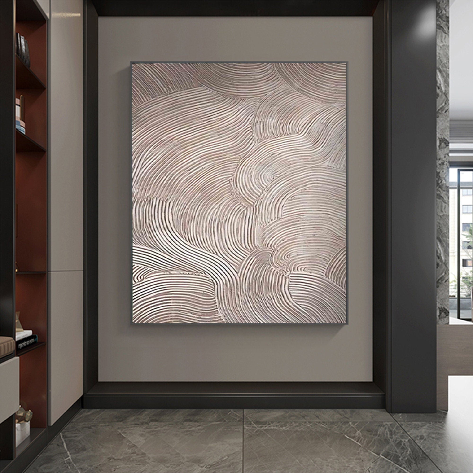 WabiSabi Large Abstract Textured Wall Art with Curved Line Design for Modern Home Decor #TX192
