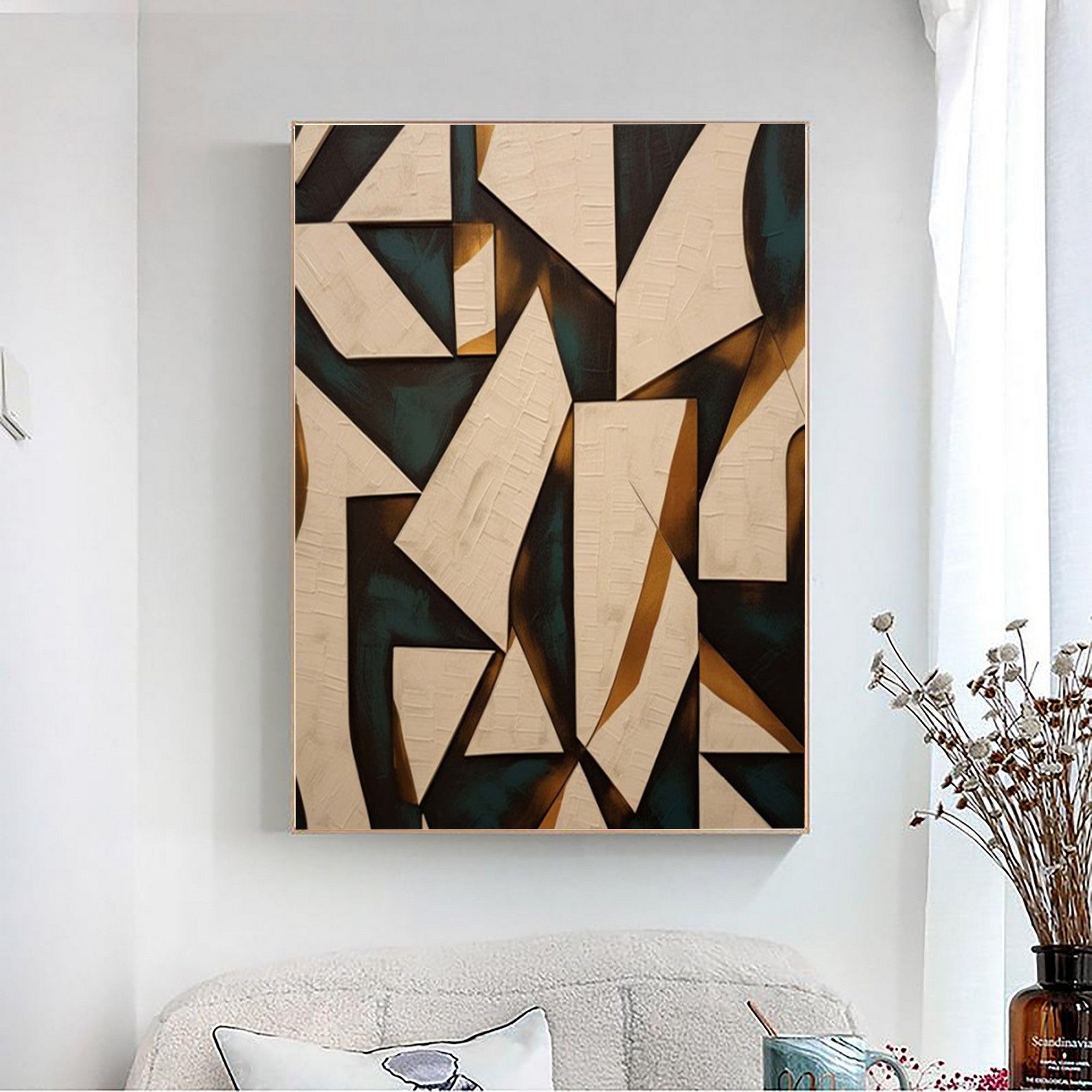 Abstract Geometric Wall Art with Unique Textures and Warm Tones for Modern Home Decor #WSW1288