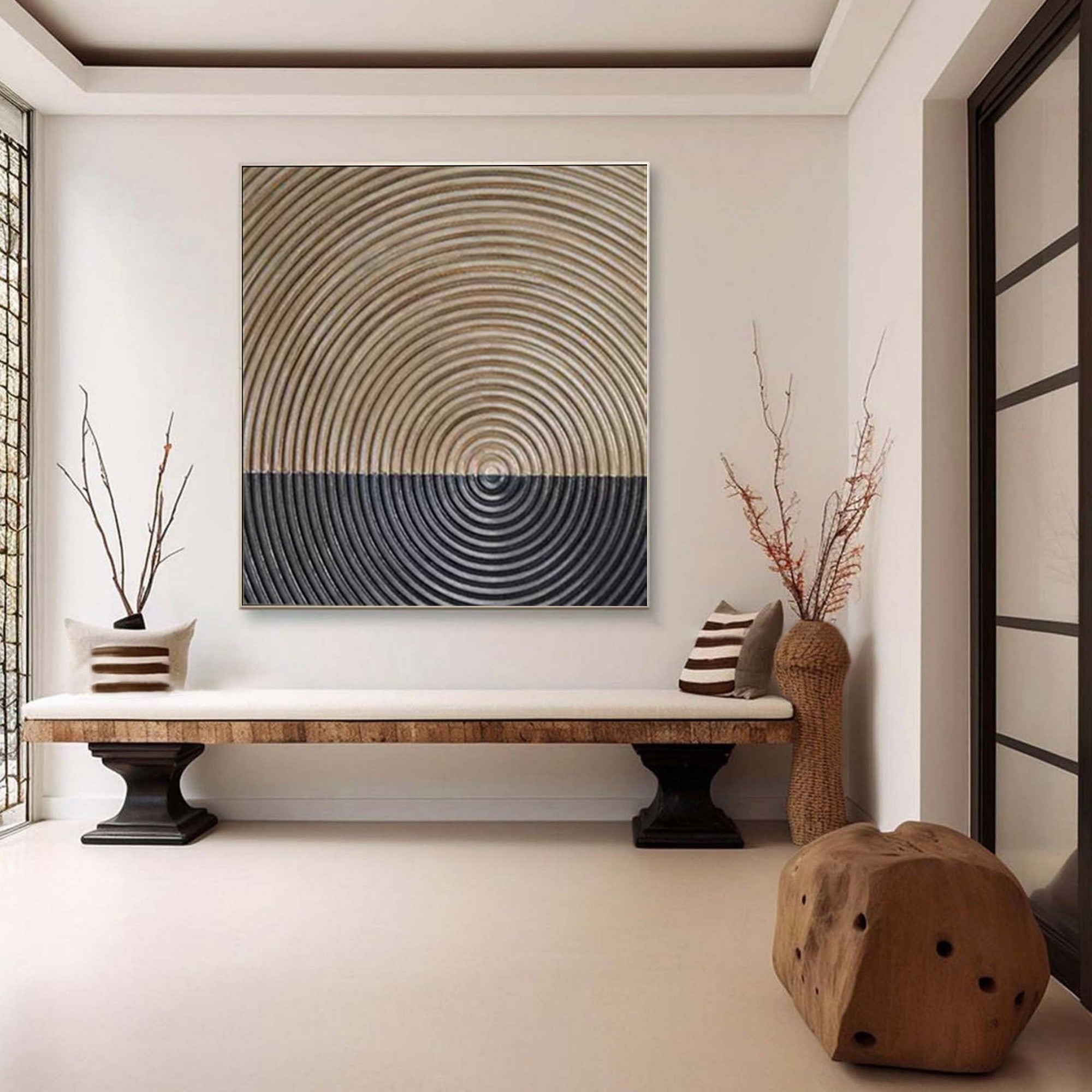 WabiSabi Wall Art Textured Circular Design for Modern Living Room #TX171