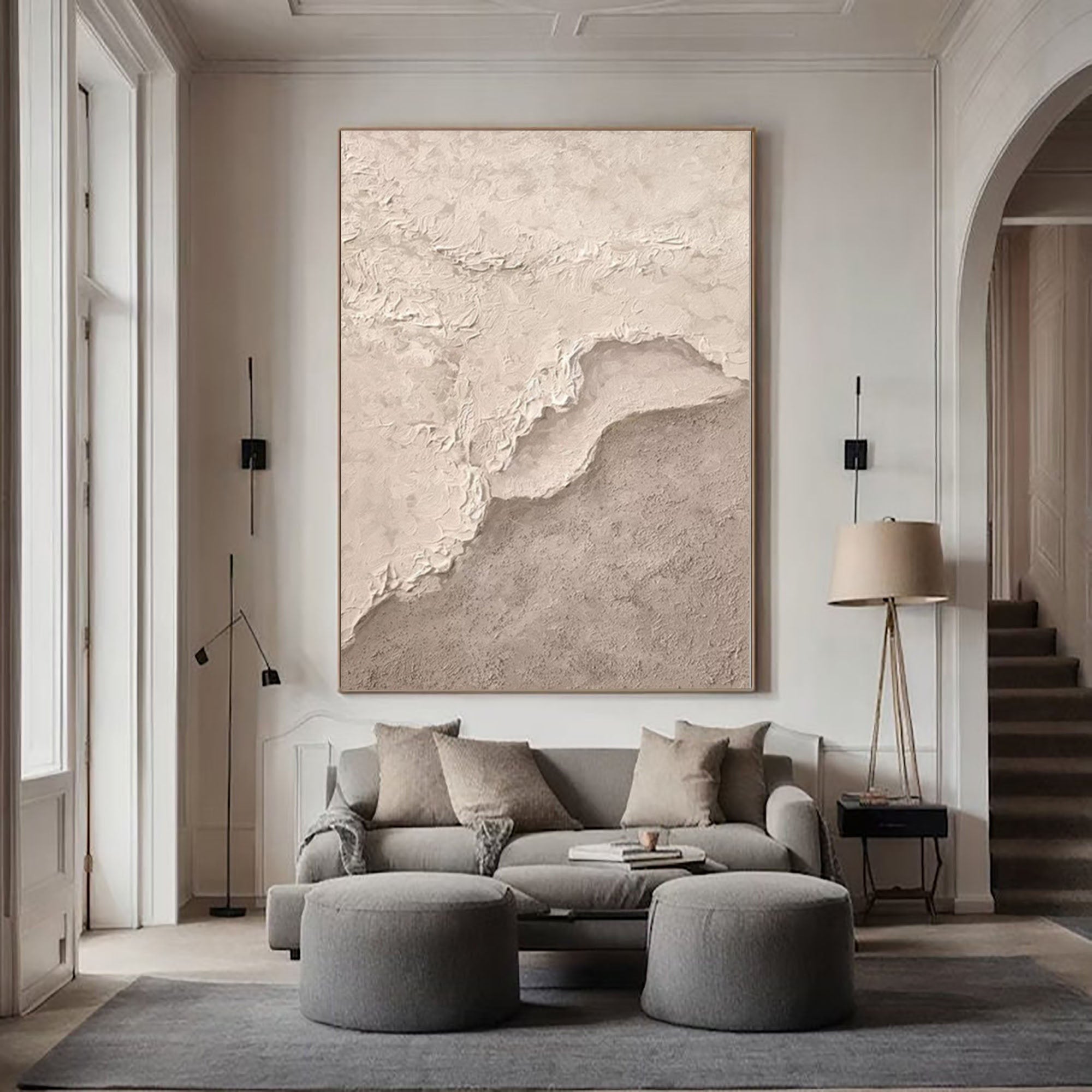 WabiSabi Wall Art Abstract Textured Painting for Modern Living Room Decor  #TX153