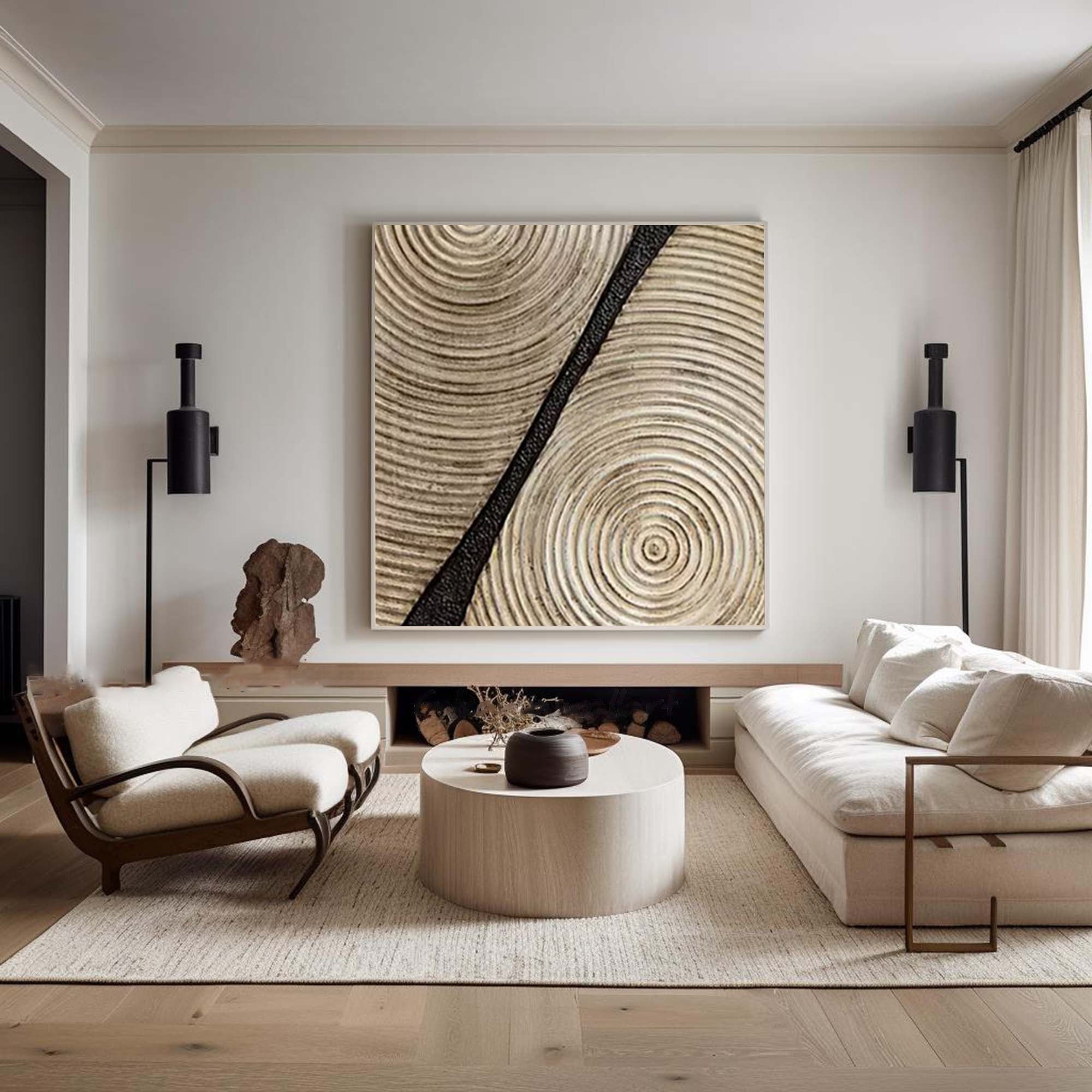 WabiSabi Wall Art Abstract Landscape Painting for Modern Living Room or Bedroom Decor #TX172