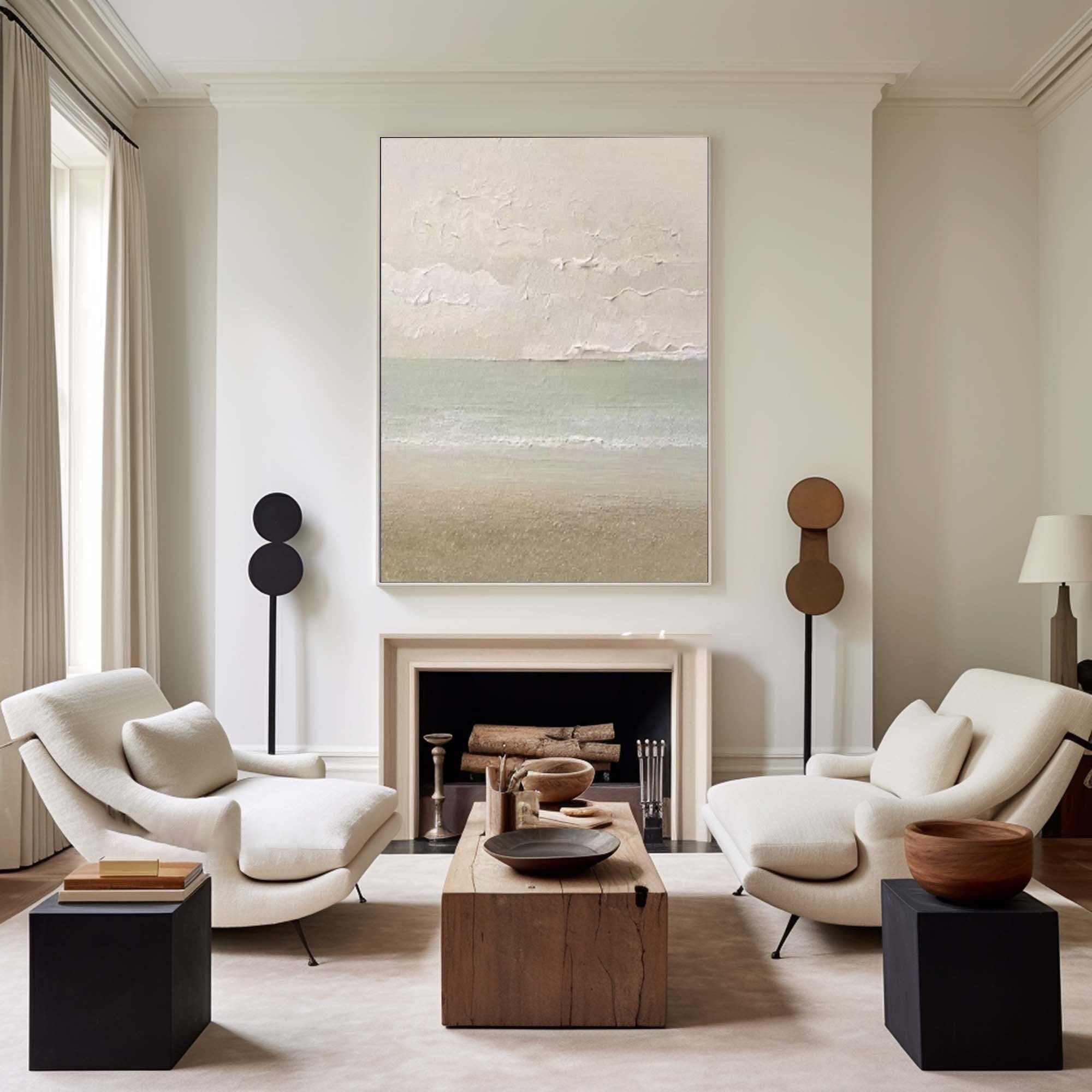 WabiSabi Wall Art Textured Abstract Beach Painting for Minimalist Home Decor  #TX164