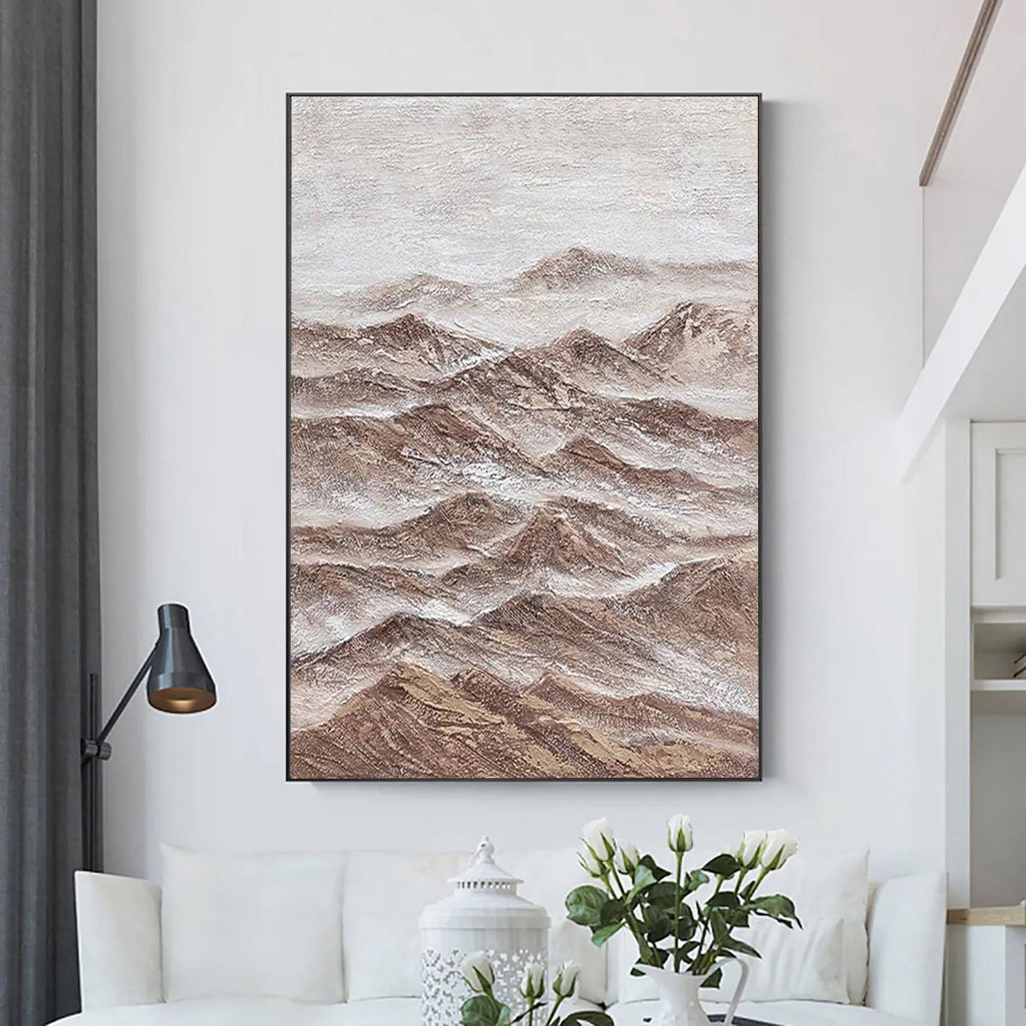 WabiSabi Abstract Textured Mountain Painting for Elegant Home Decor #TX216