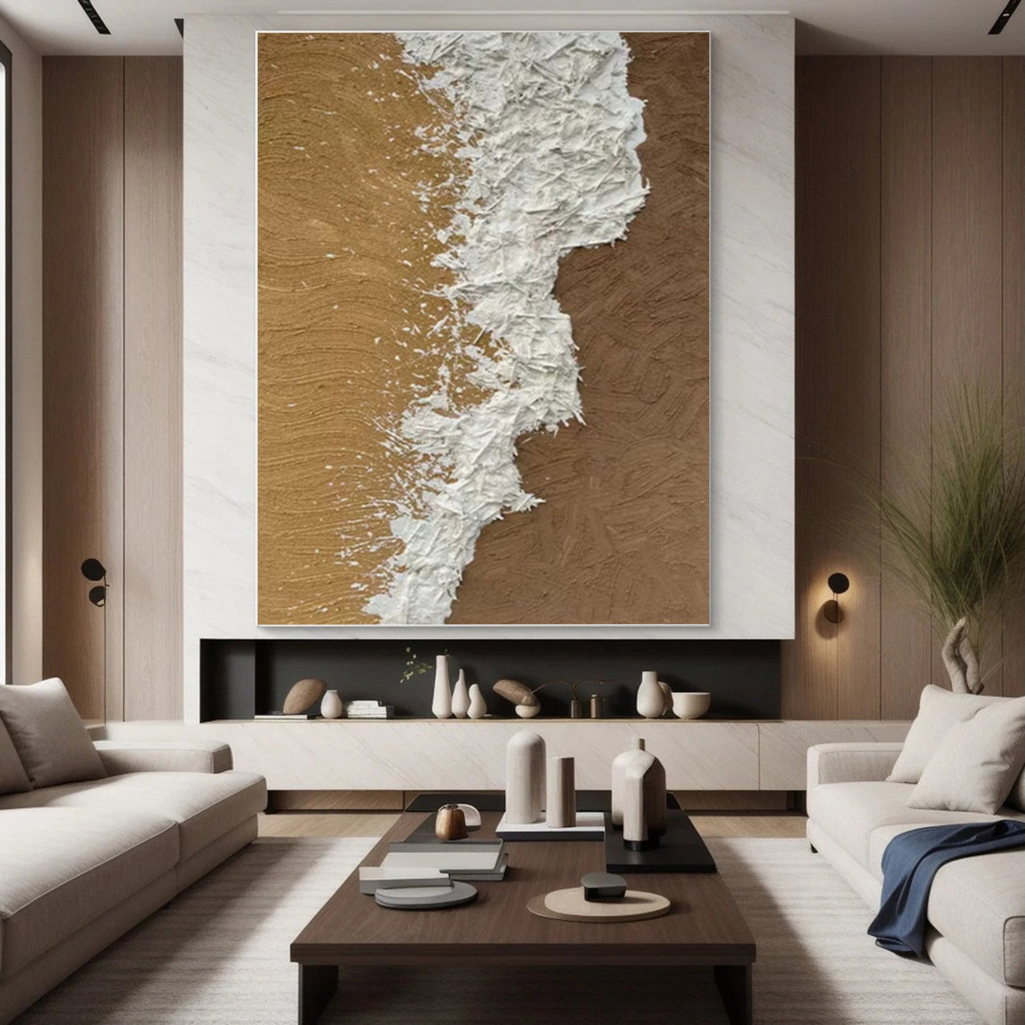 Wabi Sabi Abstract Textured Art Framed Wall Artwork for Living Room and Dining Area #TX126