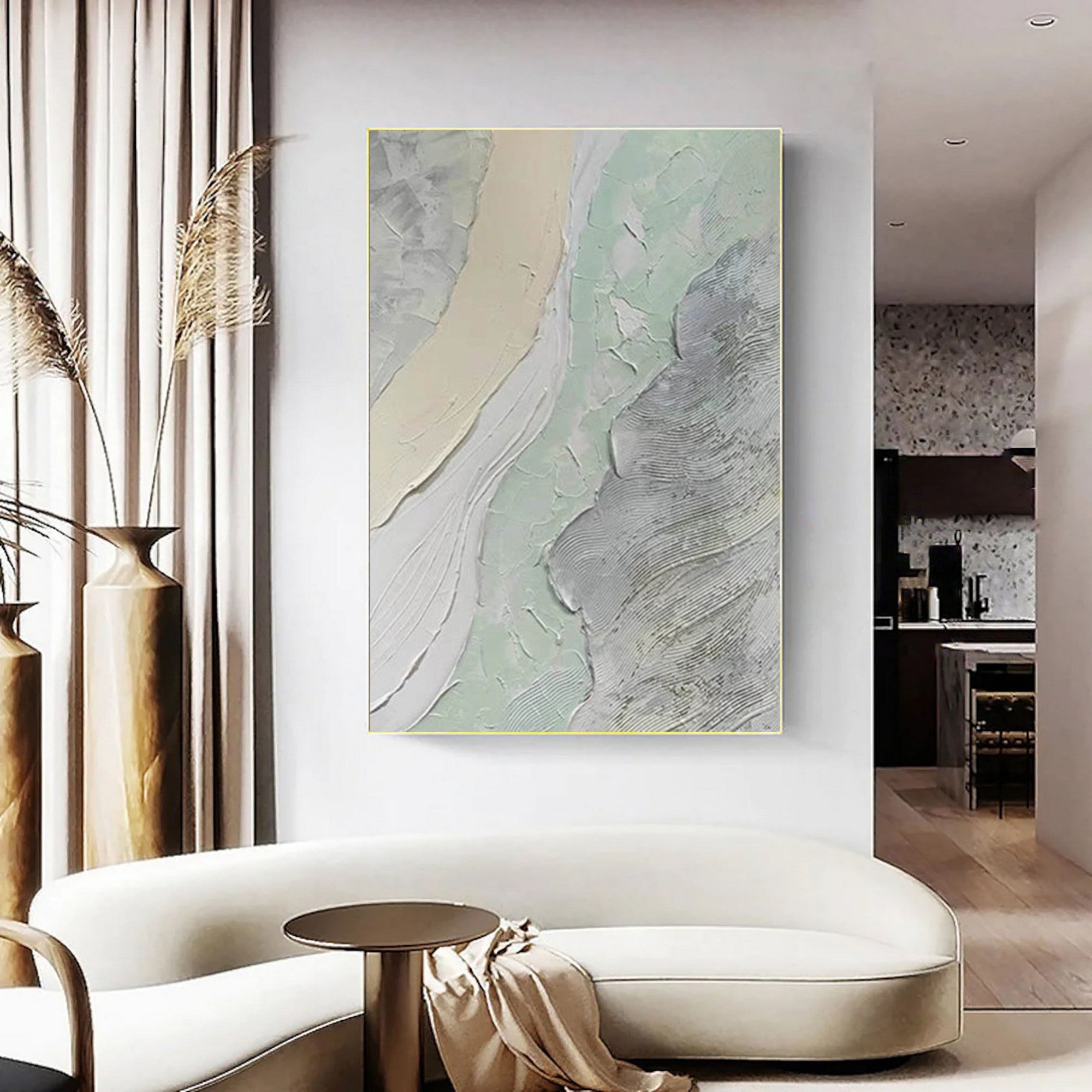 Abstract Wabi Sabi Wall Art Textured Canvas for Modern Living Room Decor #TX221